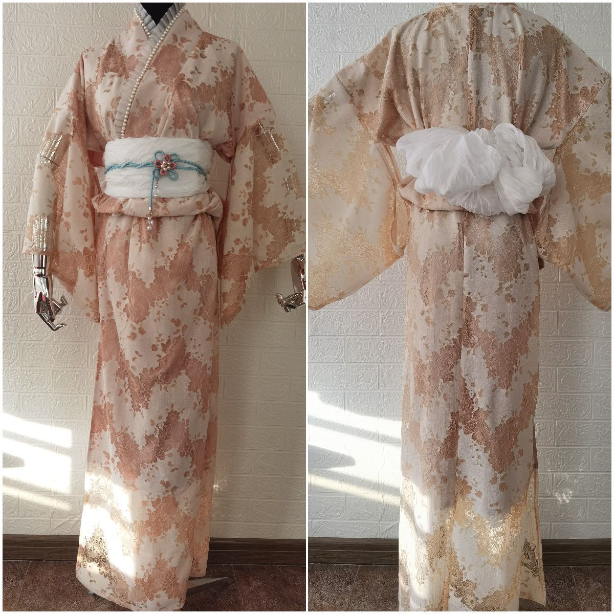 総レース 浴衣 花柄 浴衣帯 セット花見 花火大会 夏祭り LSLK-PINK 総レース 浴衣 花柄 浴衣帯 セット花見 花火大会 夏祭り LSLK