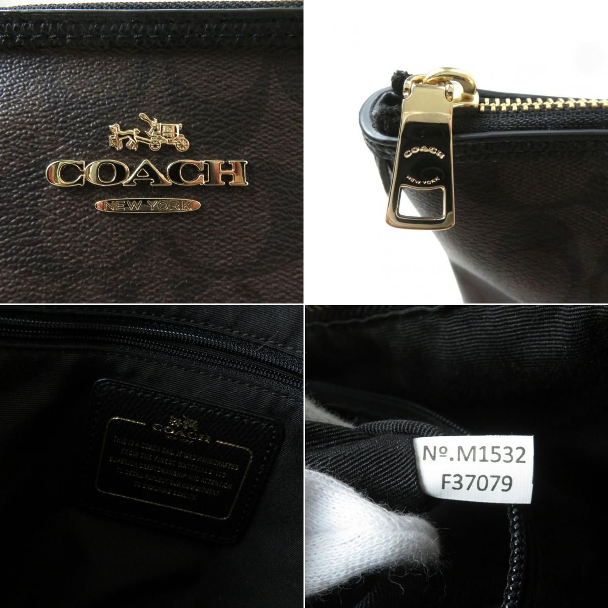 極美品★COACH コーチ F37079 AVA シグネチャー チェーントートバッグ  ロゴ金具・プレート付 レディース ブラウン エレガント◎