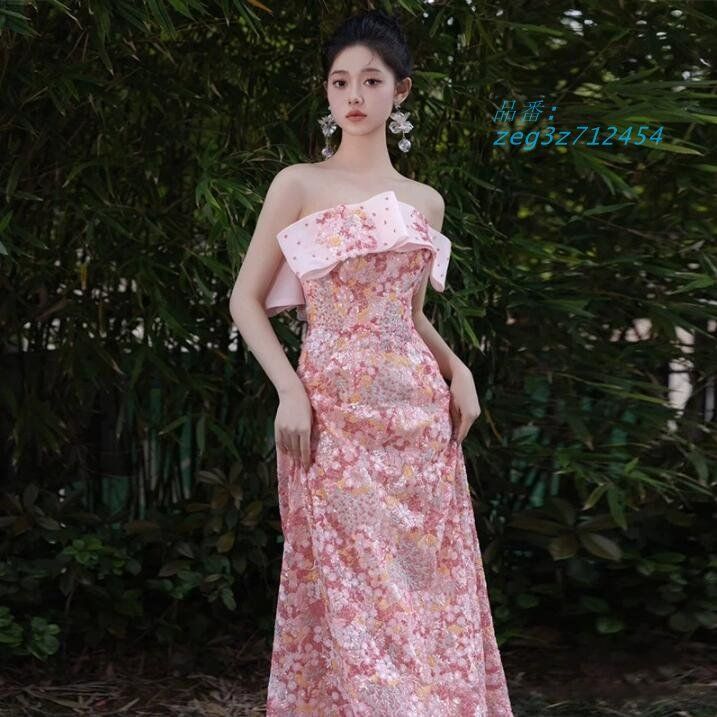 イブニングドレス 演奏会 ロングドレス 二次会ドレス フォーマルドレス ライトドレス 海外ウエディング 結婚式 謝恩会 旅行撮影ドレス 披露宴 同窓会 zeg3z712454