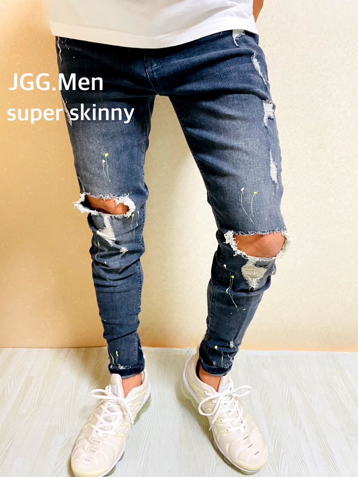 JGG.Men ジェギングメンスキニーパンツスキニーデニムダメージデニム