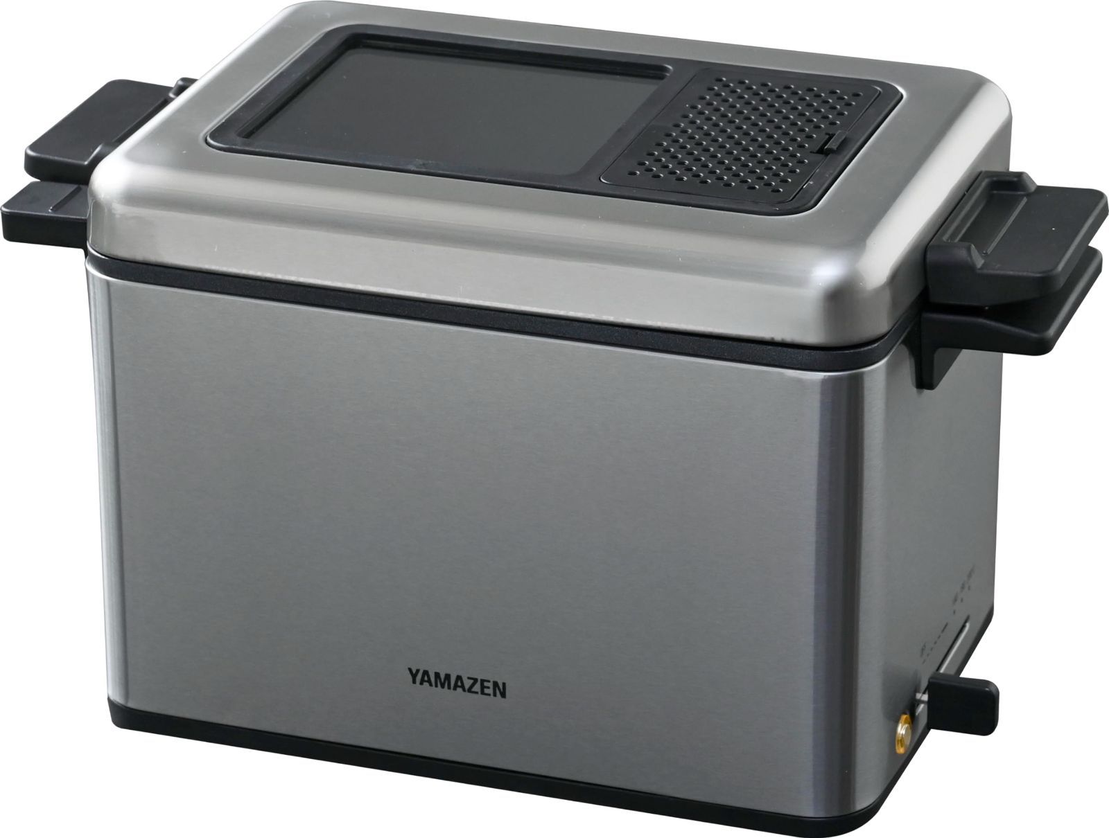 1000W ローオイルフライヤー 温度調節機能 少ない油で揚げられる|使用油量約40％削減 油切り網付き 865ml 卓上 シルバー 電気フライヤー 家庭用 YAG-L100 S フライヤー 山善