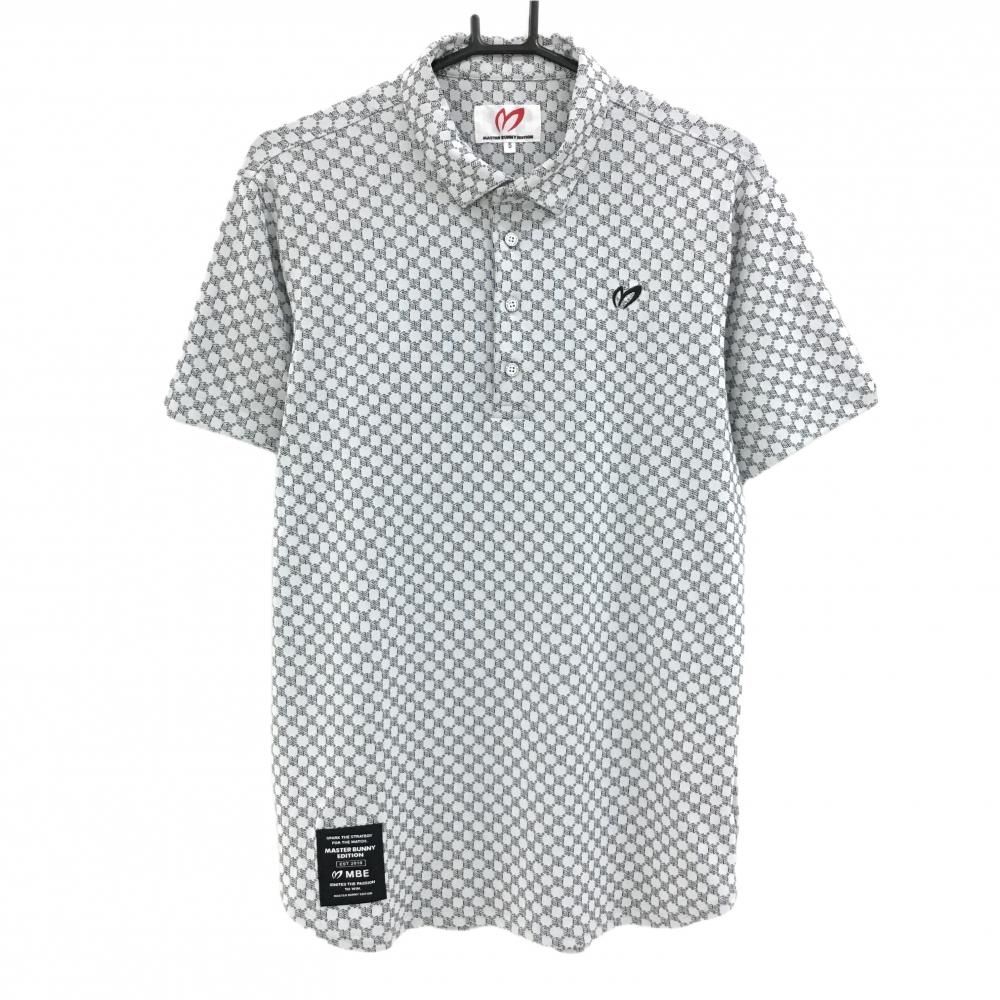 超美品】マスターバニー 半袖ポロシャツ 白×黒 総柄 メンズ 5(L