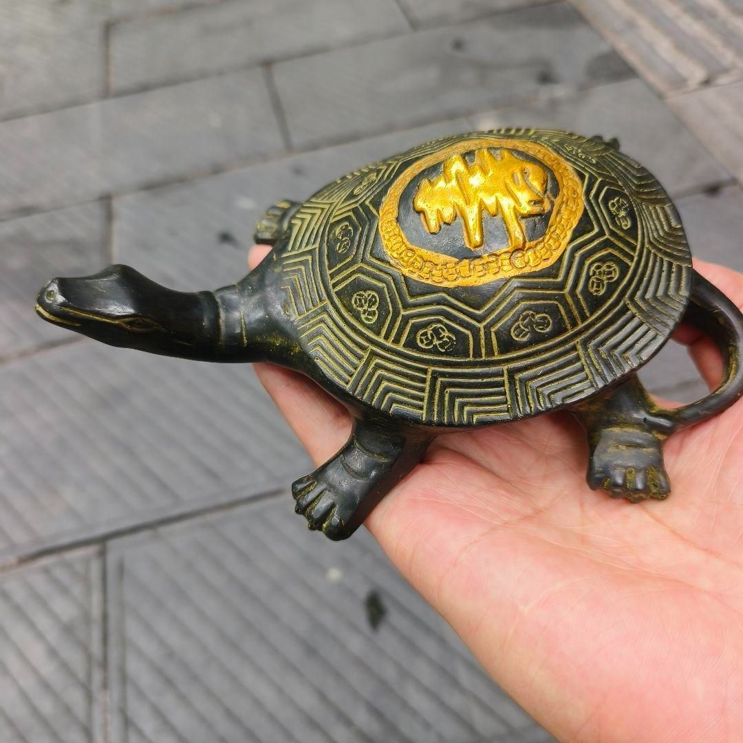 銅 細工 竜亀指輪 装飾品 工芸品 置物 銅 細工 金銭竜亀香炉