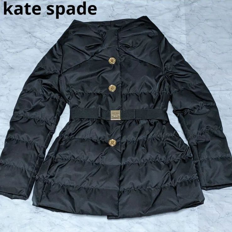 kate spadeケイト・スペード ニューヨーク リボン ダウン コート　ベルト付 黒 M