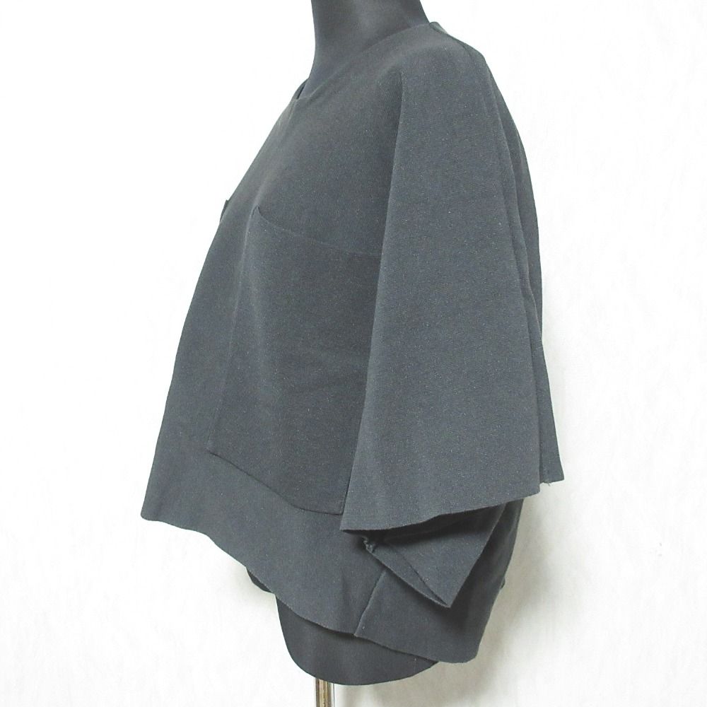 美品 23SS LOHEN ローヘン ミラノリブクロップドニット ハーフスリーブ プルオーバー カットソー LH23SS-KN010 F ダークグレー レディース 古着 中古 美品 23SS LOHEN ローヘン ミラノリブクロップドニット ハーフ