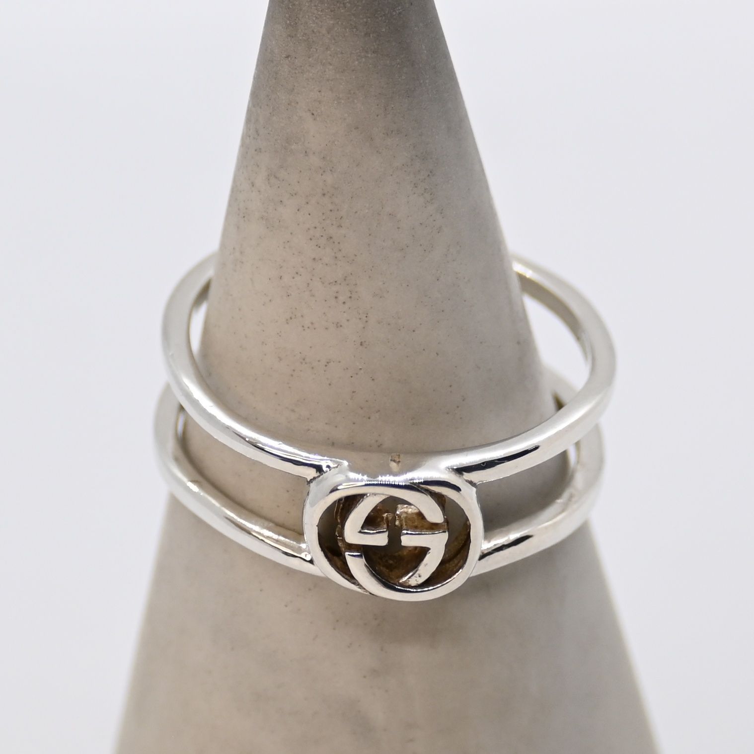 研磨済 GUCCI インターロッキング リング スリム 12号 指輪 Ag925