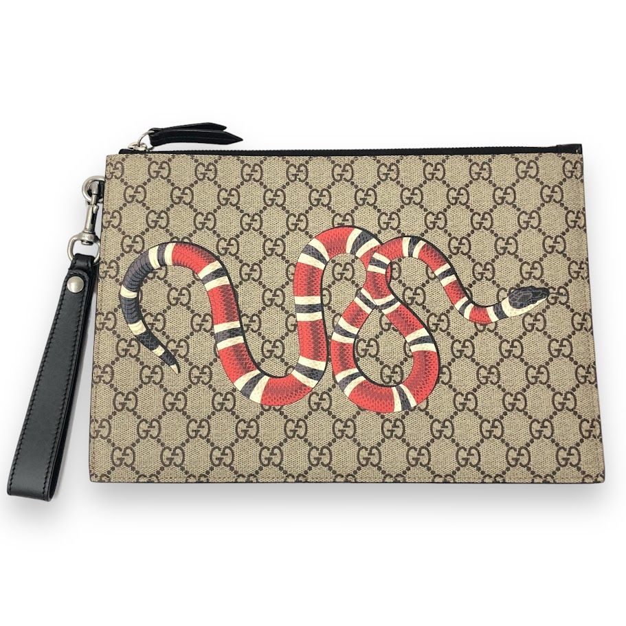 超美品 GUCCI グッチ GGスプリーム キングスネーク セカンドバッグ クラッチバッグ 蛇 アニマル 473904・4963374【鑑定済み】