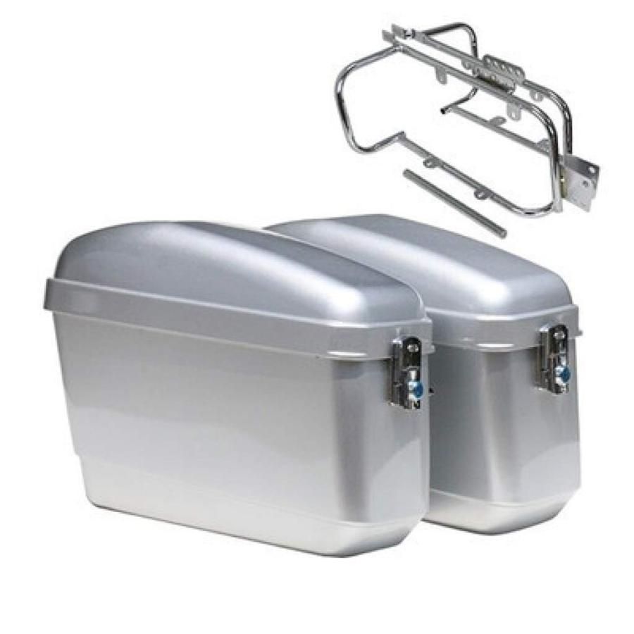 ユニバーサルバイクサイドボックス 工具収納コンパートメントの荷物 ABS素材 メッキブラケットで簡単に取り付け