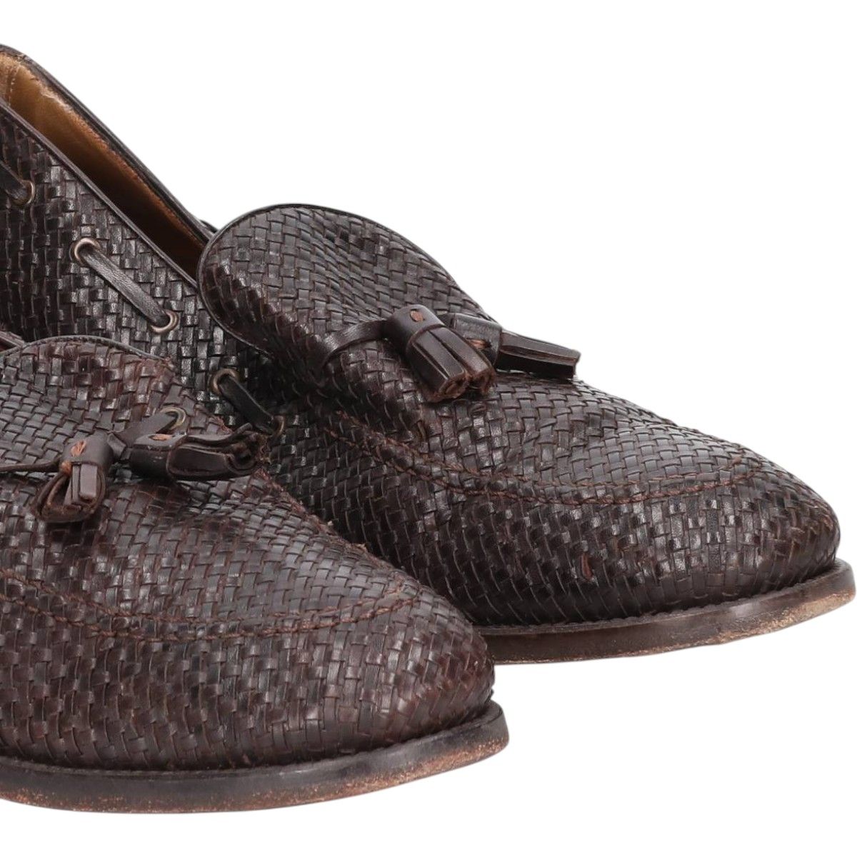 編み込み タッセルローファー