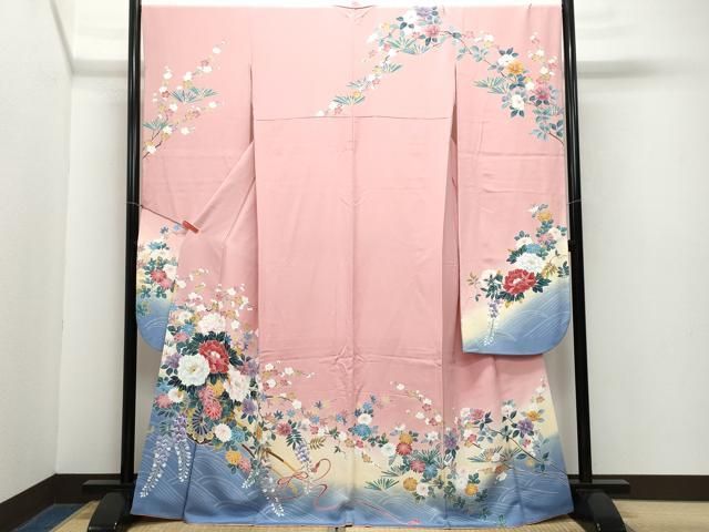 平和屋着物●豪華振袖 友禅 作家物 花車文 正絹 CAAZ0825vf