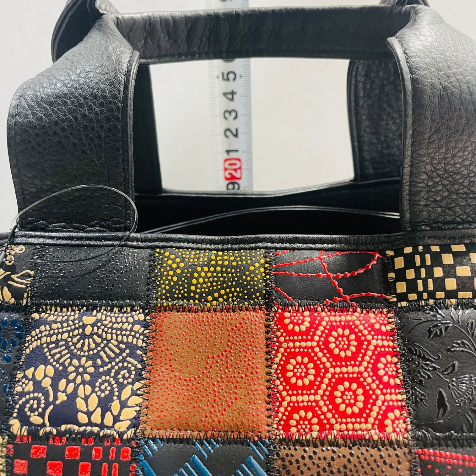 未使用級 ✨印傳屋 印伝 パッチワークハンドバッグ JRA公認 鹿革