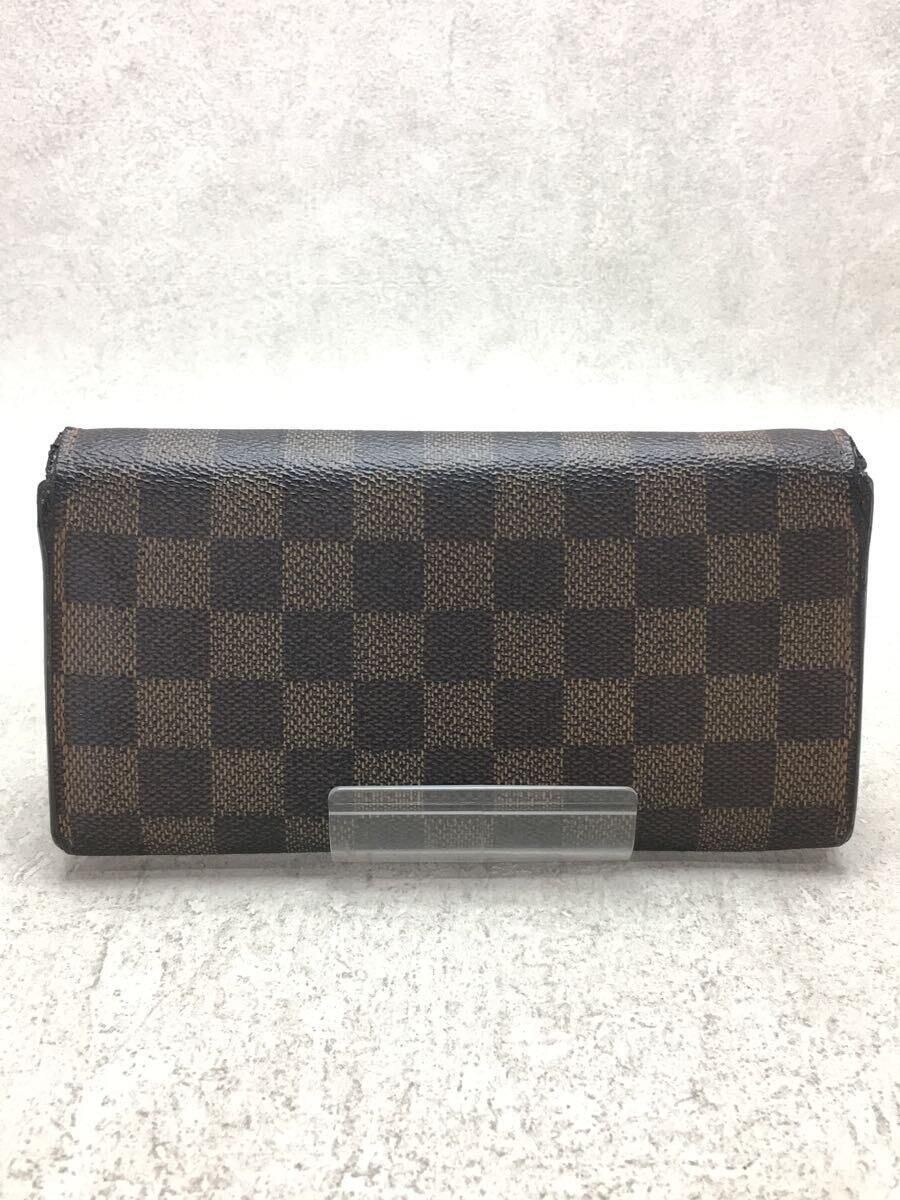 LOUIS VUITTON ポシェット・ポルト・モネ・カルトクレディ_ダミエ・エベヌ_BRW PVC ブラウン メンズ - 長財布