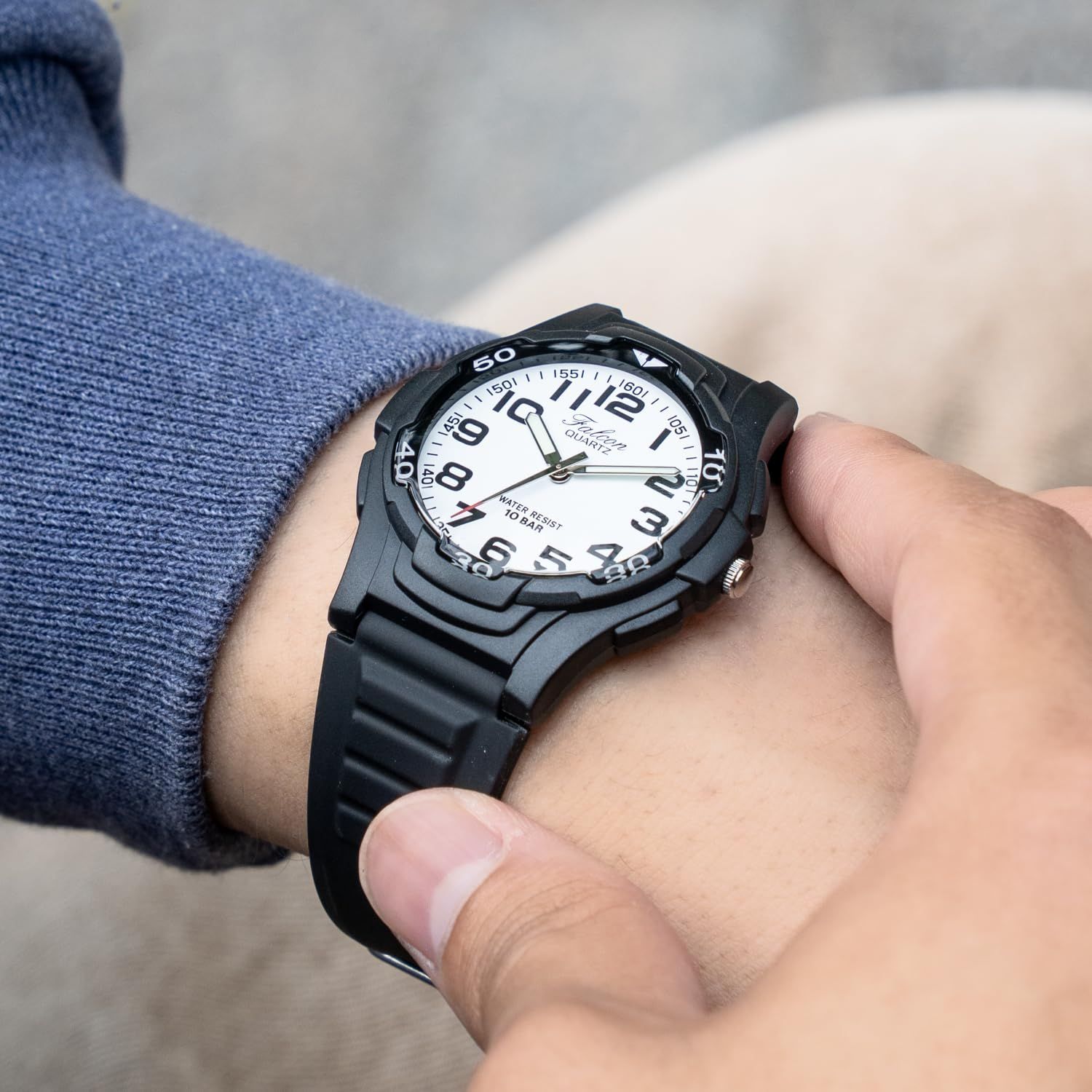 ファルコン Falcon 10気圧防水 ボーイズ アナログ 腕時計 ブラック キューアンドキュー