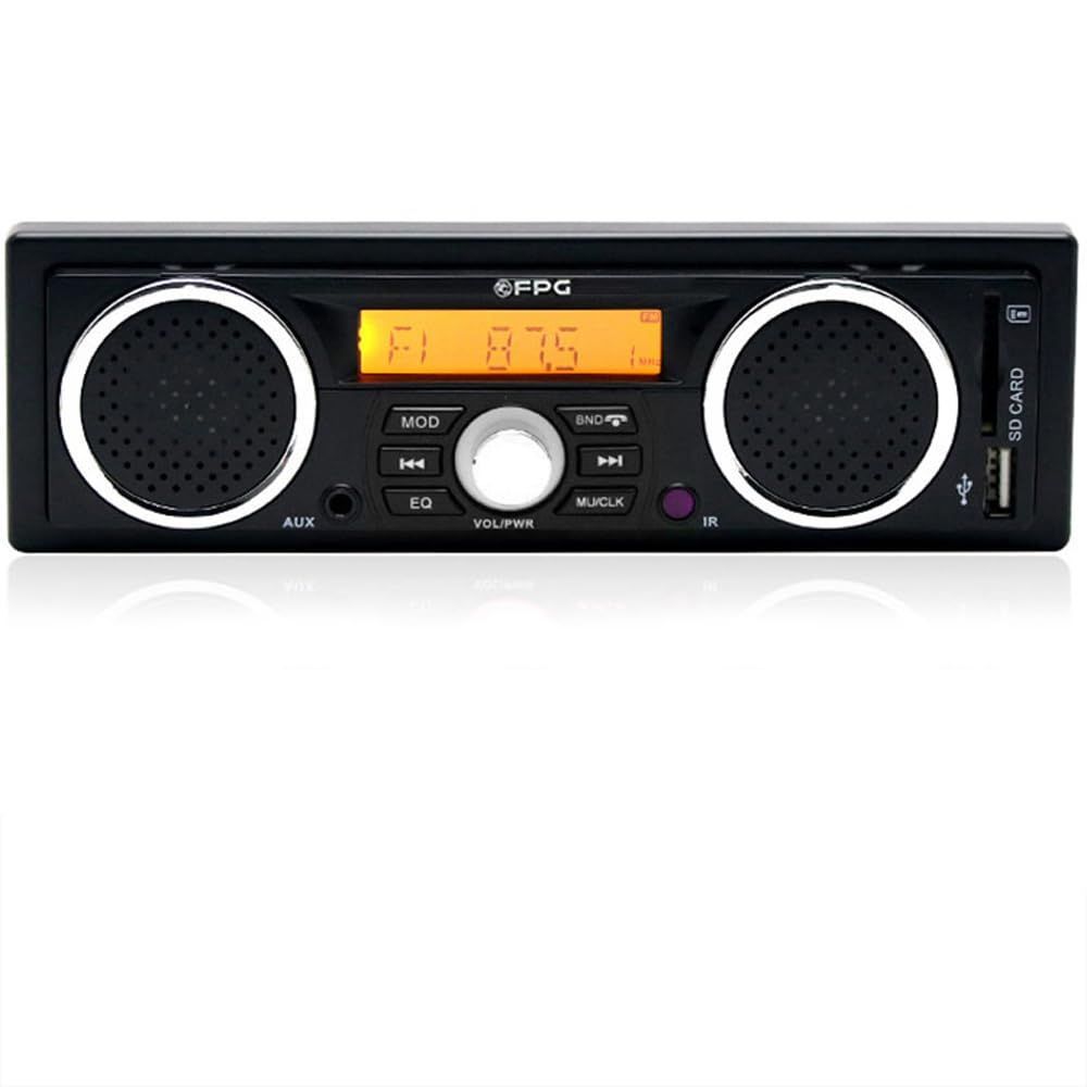 【在庫処分】PolarLander 1 Dinカーラジオ12V FM MP3 BluetoothオートラジオBluetoothハンズフリーコールインダッシュカーステレオビルトイン、2つのラウドスピーカー