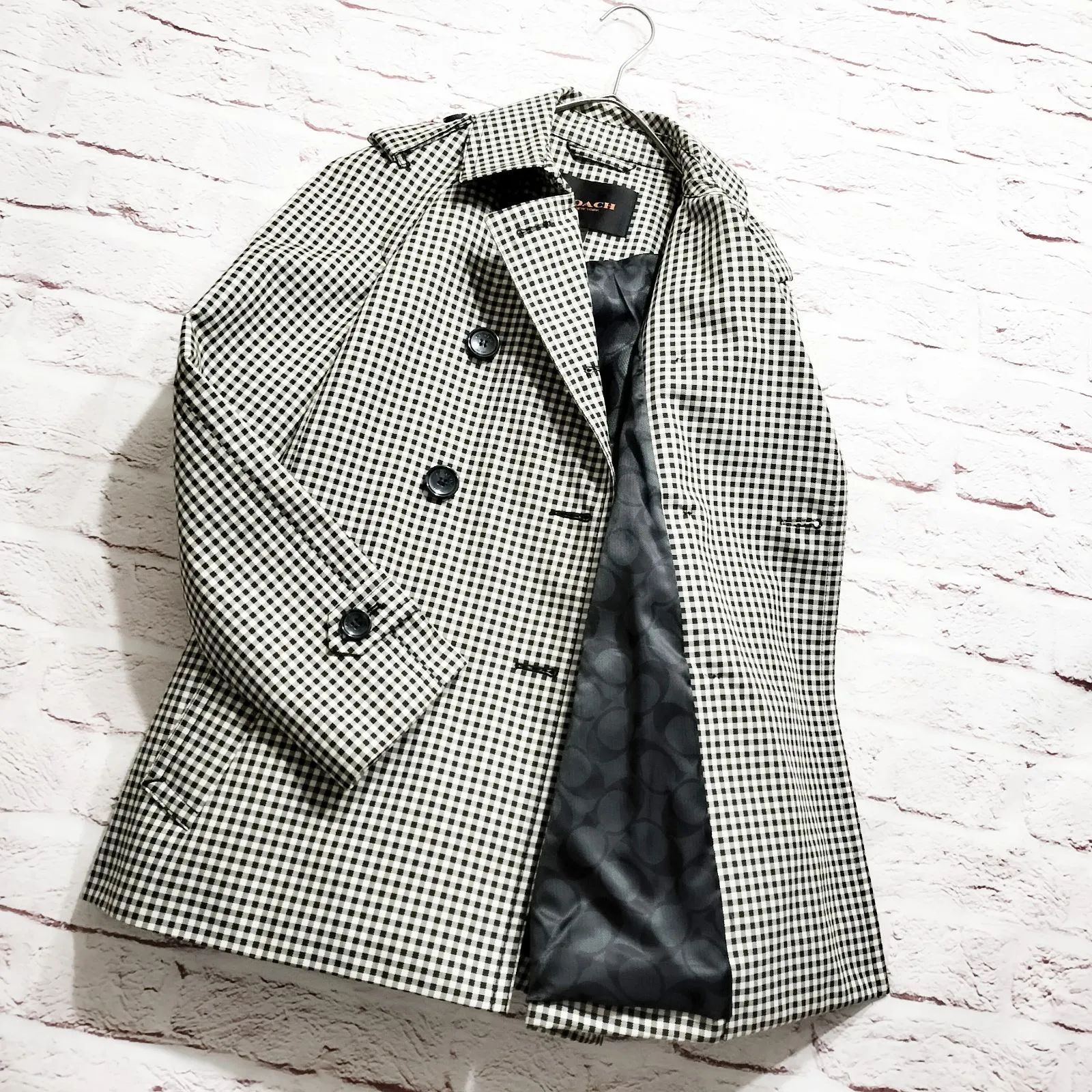 コーチ COACH ピーコート ウエストベルト付き ギンガムチェック