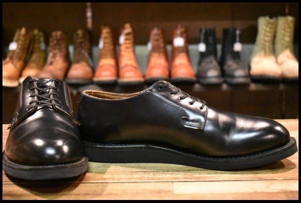 10D 22年 レッドウィング 101 ポストマン シューズ 黒 ブラック シャパラル 短靴 ローカット 編み上げ ブーツ redwing HOPESMORE FJ177