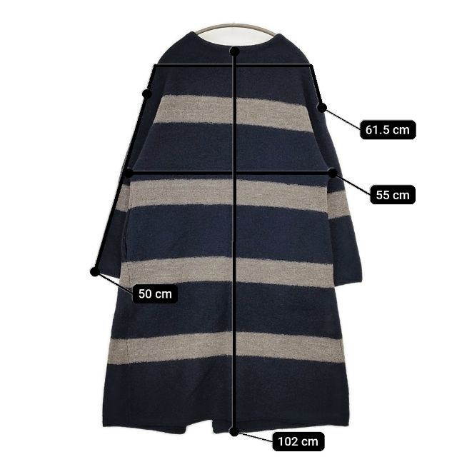 45R/45rpm ウール縮絨ボーダーコート 定価62700円 アルパカ混 コート