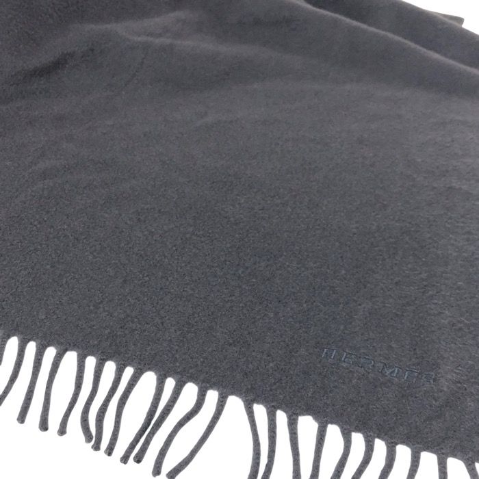 HERMES エルメス 超大判 ストール カシミヤ ダークグレー【中古】 ユニ