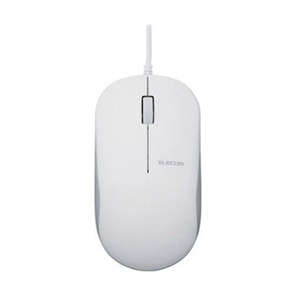 （まとめ）エレコム 有線3ボタンBlueLEDマウス ホワイト M-K7UBWH/RS 1個