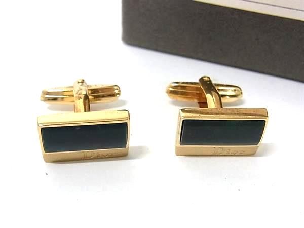 極美品　クリスチャンディオール　グリーンカフリンクス・カフスボタン　Diorロゴ 極美品 クリスチャンディオール グリーンカフリンクス・カフス