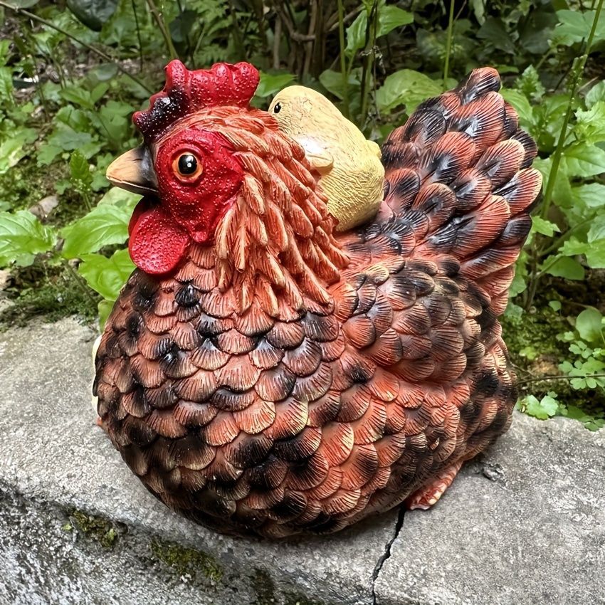 幸運の鶏 花柄の赤いニワトリオブジェ インテリア置物（美濃焼