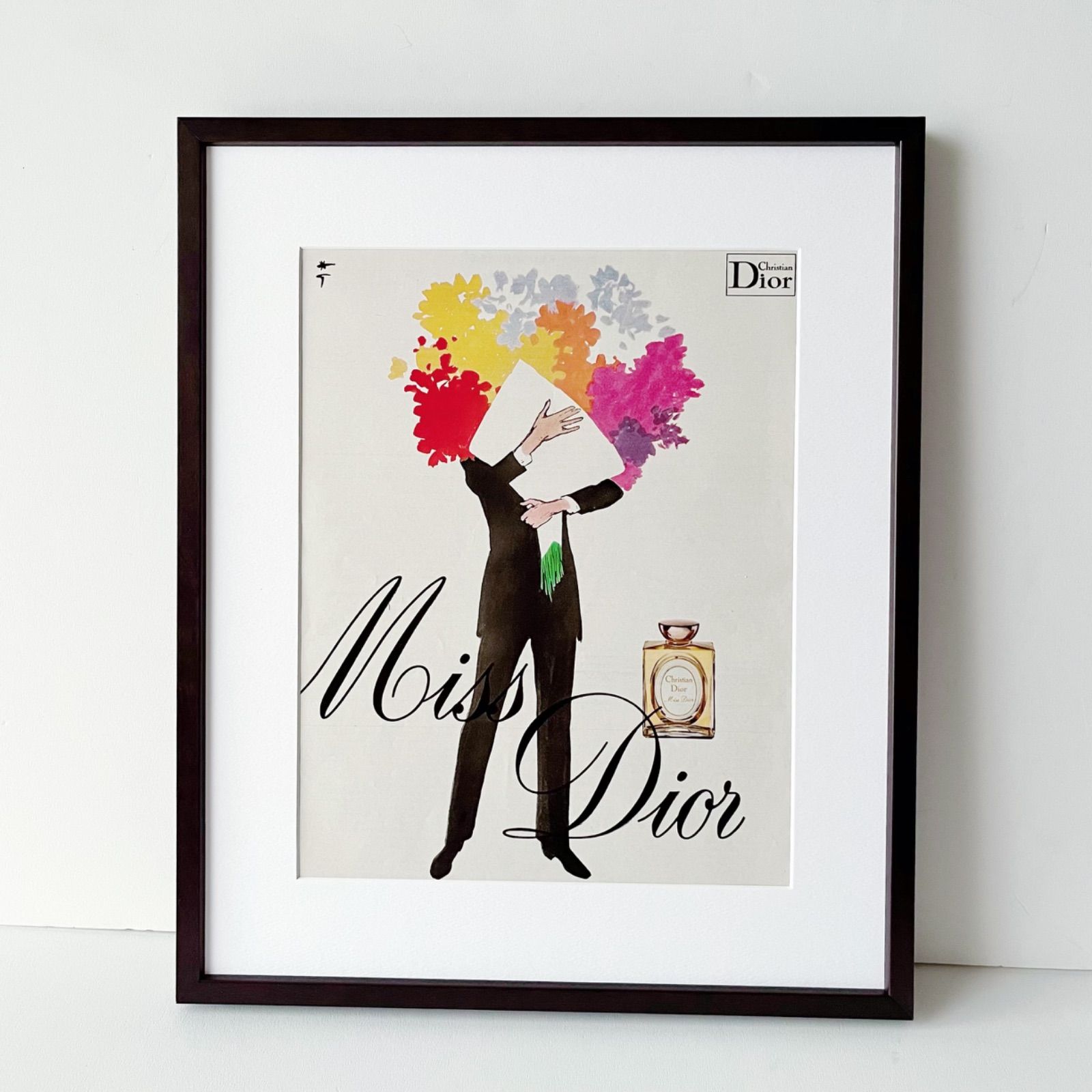 ＜1971 広告＞Dior ディオール  ヴィンテージ ビンテージ アートポスター 額縁 フレーム付き インテリア モダン おしゃれ かわいい 壁掛け フランス ポップ 花