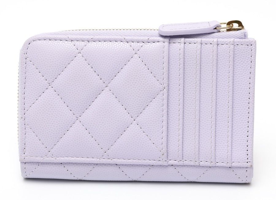 シャネル | CHANEL マトラッセ L字ファスナー コイン カードケース AP3836 キャビアスキン ライトパープル|ゴールド金具 商品番号 S-159262