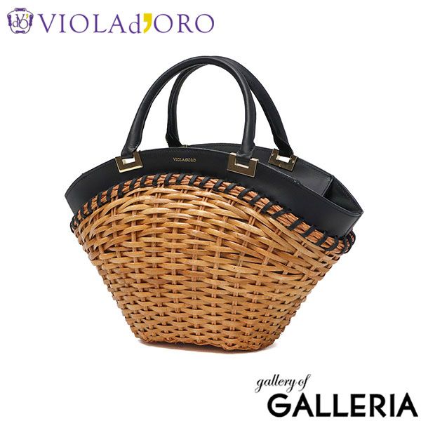 【美品】VIOLAd'ORO かごバッグ レザーハンドル ブラック 自立 ヴィオラドーロ VIOLAd'ORO 正規品 トートバッグ レディース