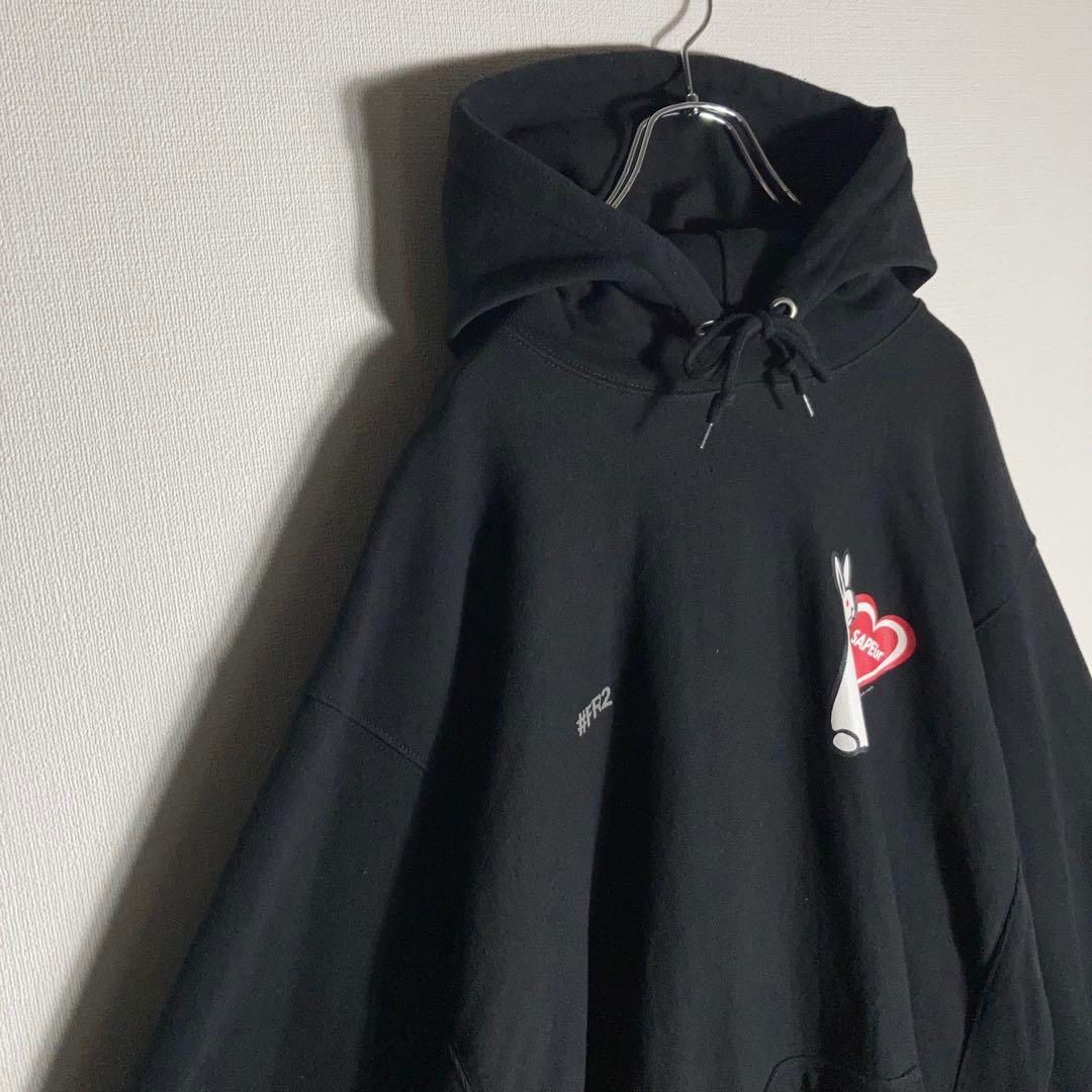 【美品 2XL】FR2 エレガンスサプール コラボ パーカー 黒 赤 美品 2XL】FR2 エレガンスサプール コラボ パーカー 黒 赤