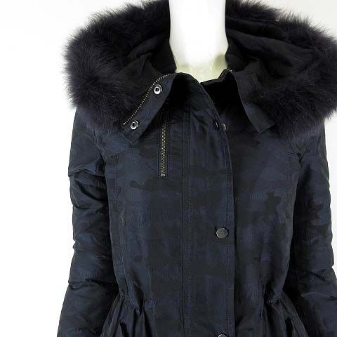 アイシービー iCB ダウンコート 3way ダウンライナーコート 迷彩 カモフラ柄 フォックス ファー フード S 7 紺 ネイビー 黒 ブラック