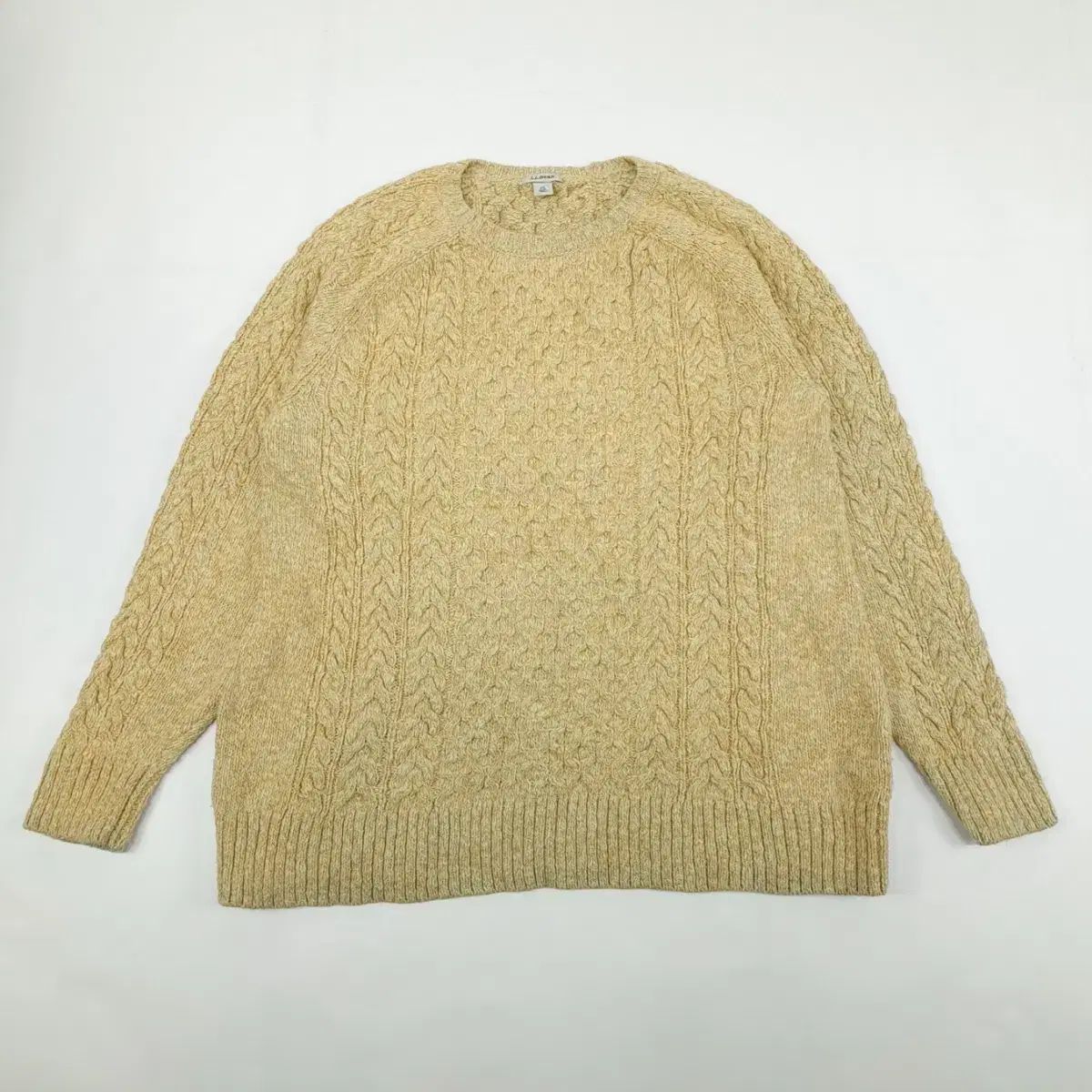 （ Cr002 ） M L.L.Bean(L・L・ビーン) イエローベージュ Fisherman(フィッシャーマン) ニット セーター セーター knit