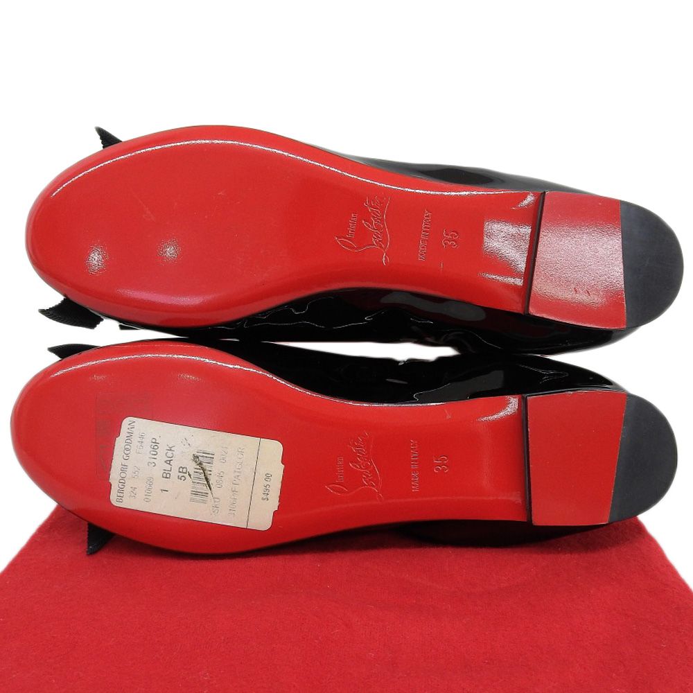 ルブタン　ブラックバレエシューズ リボン付き　35 Christian Louboutin クリスチャンルブタン 新品同様 パテント