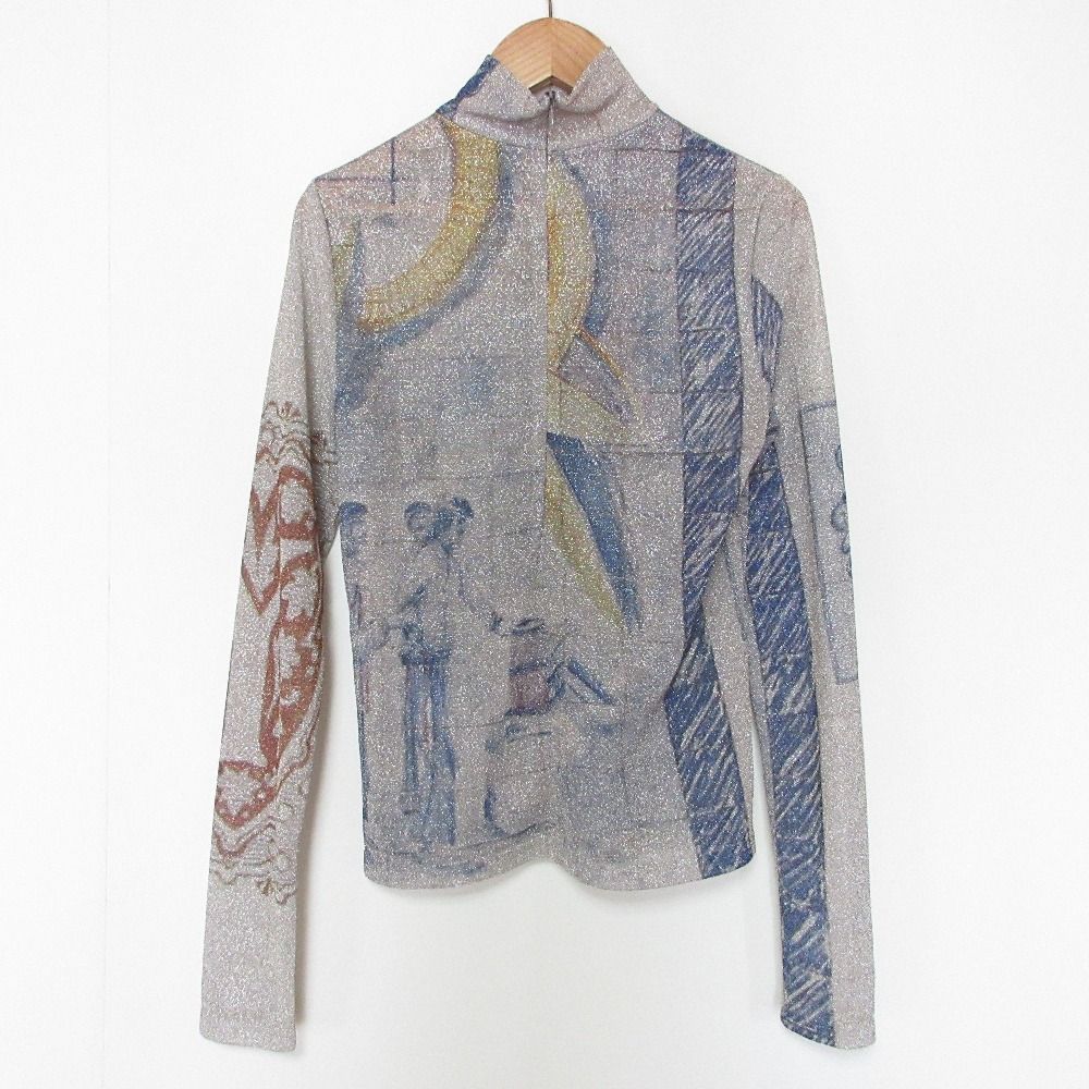 YOHEI OHNO ヨウヘイ オオノ ラメ シアー ロングスリーブ トップス カットソー サイズ36 シルバー レディース 古着