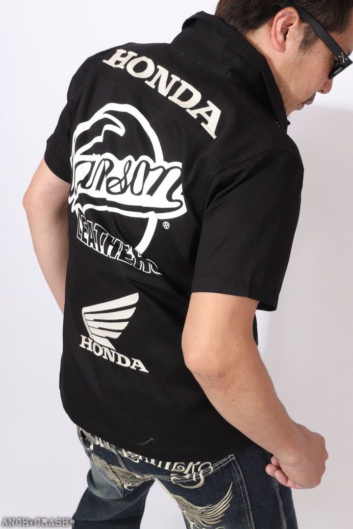VANSON HONDA ツイル半袖シャツ HRV-2510 バンソン ホンダ 刺繍