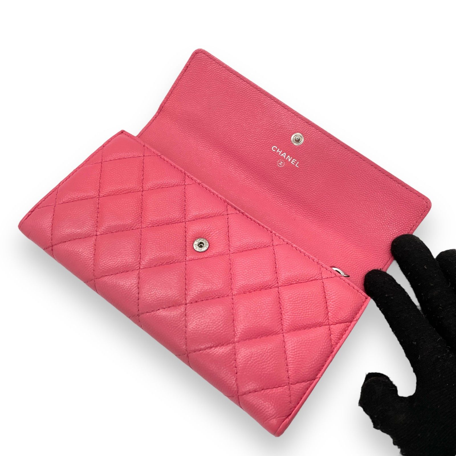 CHANEL シャネル 長財布 シリアルシール有り マトラッセ ピンク