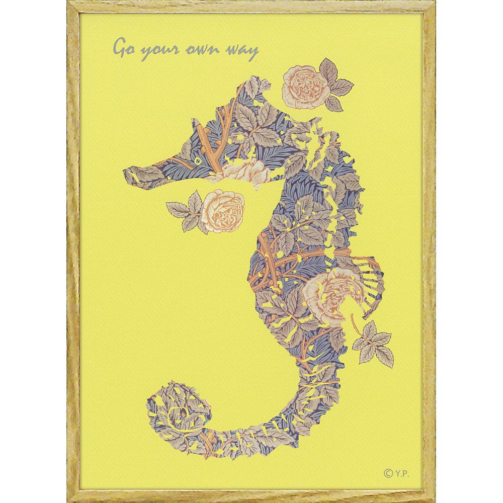 絵画 アニマルシルエット アート「シーホースS」 額入り