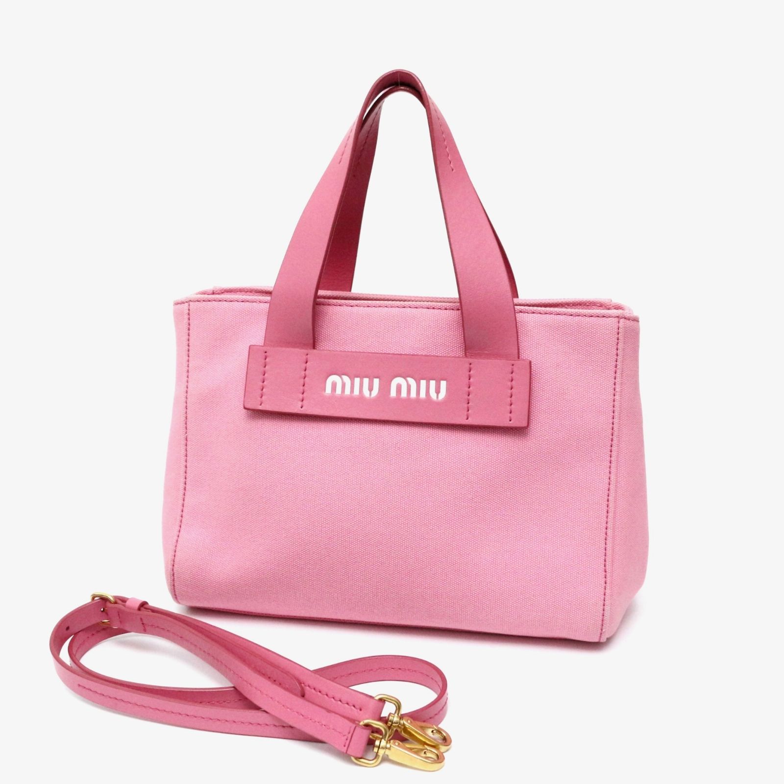 ミュウ ミュウ 5BA188 カナパ 2way ショルダーバッグ ハンドバッグ キャンバス レザー 本革 ピンク MIU MIU - メルカリ