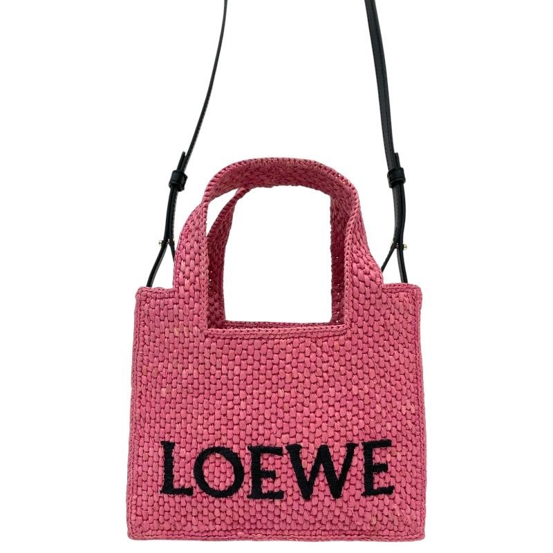 LOEWE ロエベ フォント トート ミニ ALF1V46X01 ショルダーバッグ ラフィア レディース 2WAY ピンク ハンド