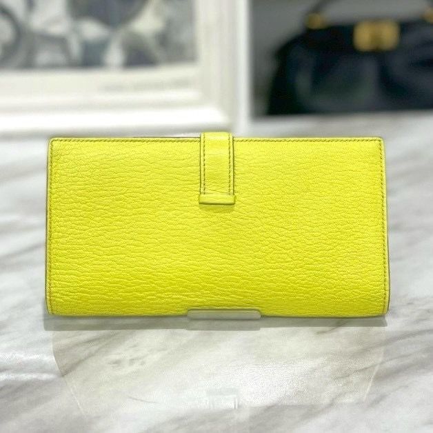 美品☆　エルメス　ベアンスフレ　ライム　シェーブル　長財布　□R刻印 美品☆ エルメス ベアンスフレ ライム シェーブル 長財布 □R刻印