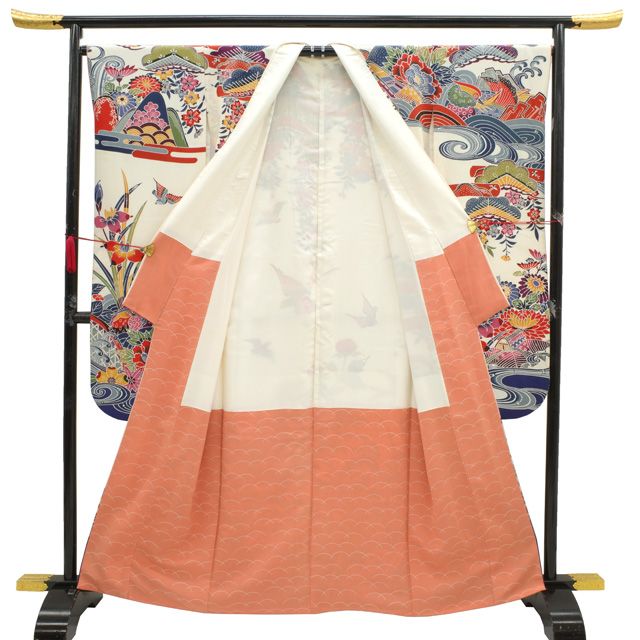 中古】 すごい値！ 振袖 リサイクル 袷 着物 正絹 京紅型 手染め