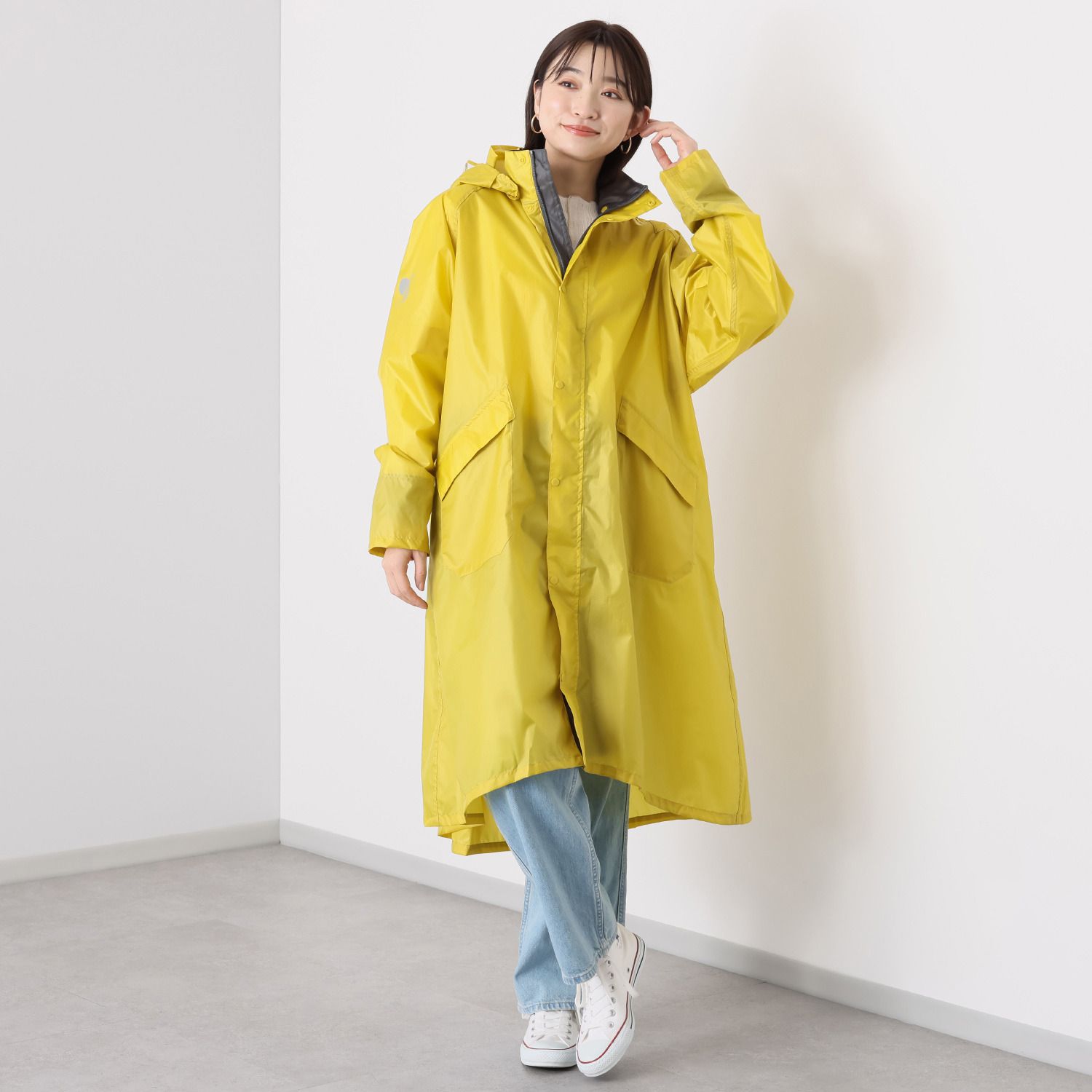 YAMAZEN 山善 雨の日も快適に ヘルメットの上からも着用 サイクルレインコート マスタード ￥8 800-
