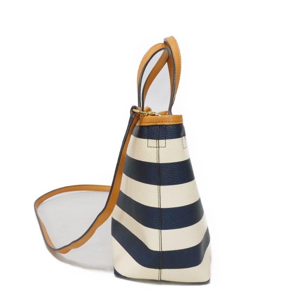 Tory Burch トリーバーチ ボーダー トート ブラウン ネイビー