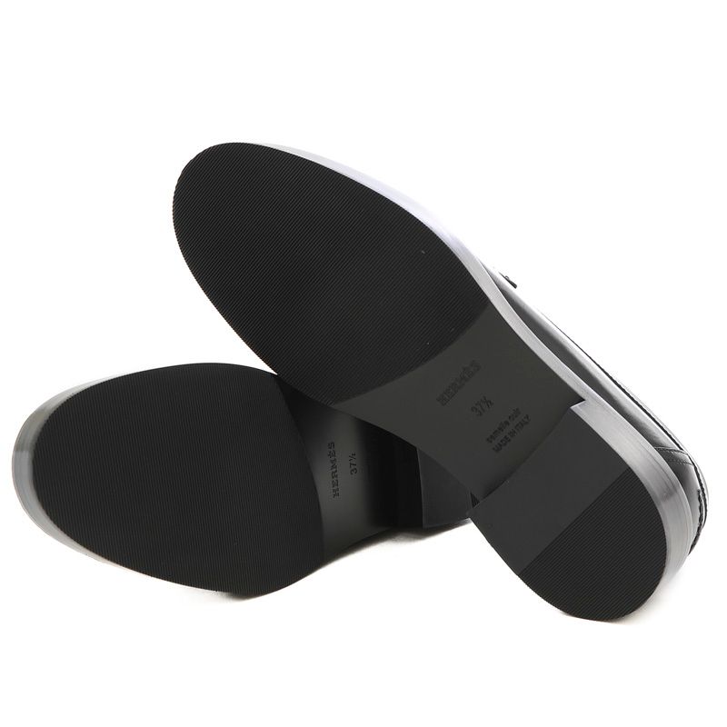 エルメス アワー ローファー モカシン カーフ ブラック/ホワイト  