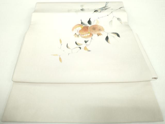 平和屋着物 塩瀬 つけ帯 手描き 休み鳥 成り物 正絹 DAAX4821ps