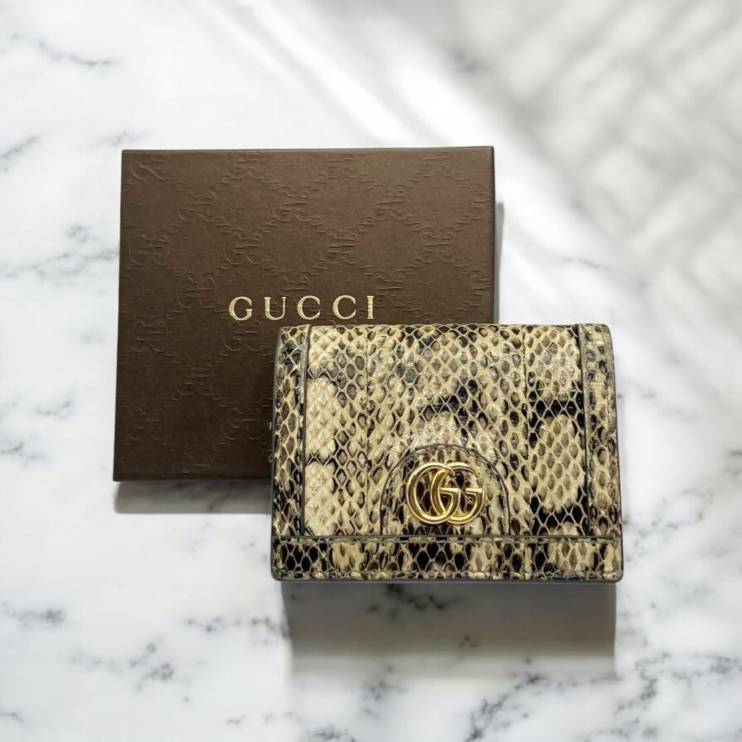 グッチ オフィディア GGマーモント パイソン 二つ折り財布