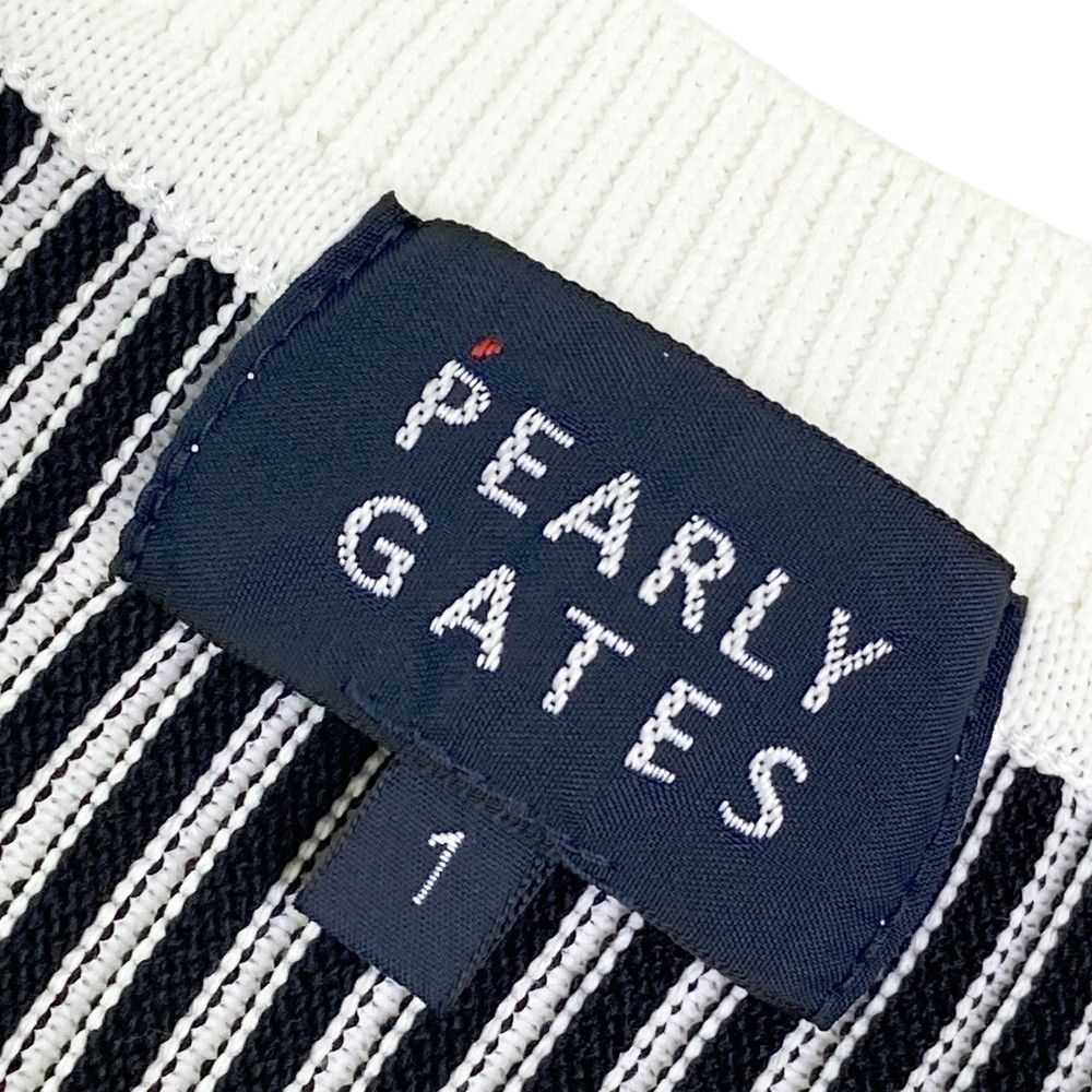 ☆期間限定＆送料無料☆! サイズ 1 PEARLY GATES パーリーゲイツ Vネック ニットベスト ストライプ柄 ネイビー系 240101529723 ゴルフウェア レディース ストスト