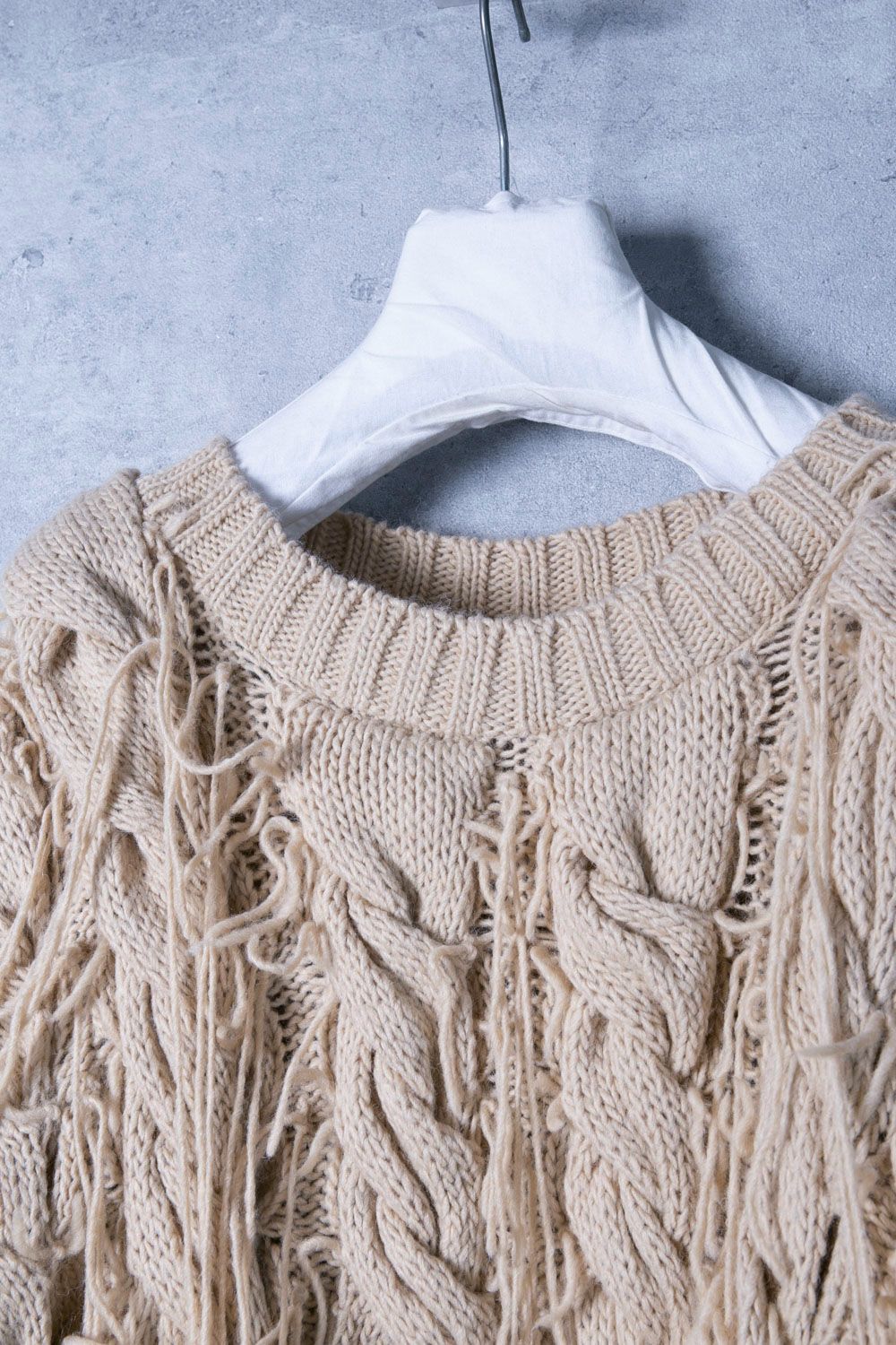 RequaL≡リコール3D cable fringe knit pullver
