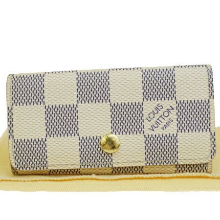【中古】 中美品 ルイヴィトン LOUIS VUITTON ミュルティクレ 4連キーケース ダミエ アズール レザー 保存袋付き N60020 04ET275