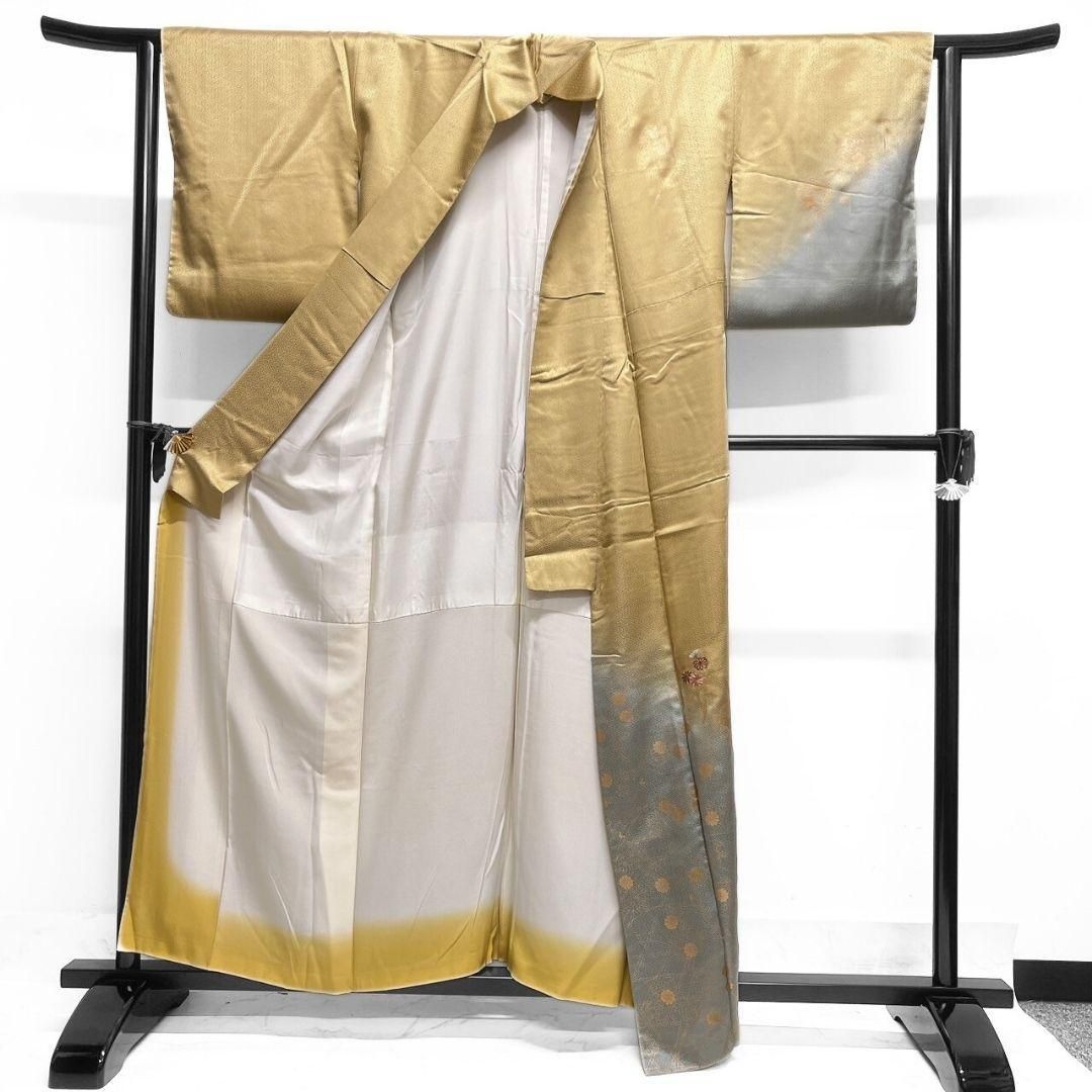 付け下げ 金彩 刺繍 花模様 雪輪 着物 042a p - メルカリ