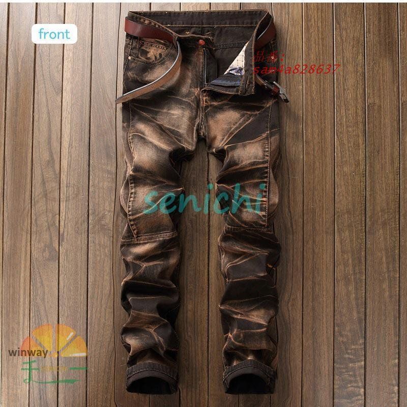 赤字覚悟!デニムパンツ メンズ ジーンズ ジーパン スリム ストレート きれいめ ボ紳士 おしゃれ カジュアル 男性用 かっこいい 春夏秋冬 長ズボン am4a828637 MERCADOAVALIA_COM_BR